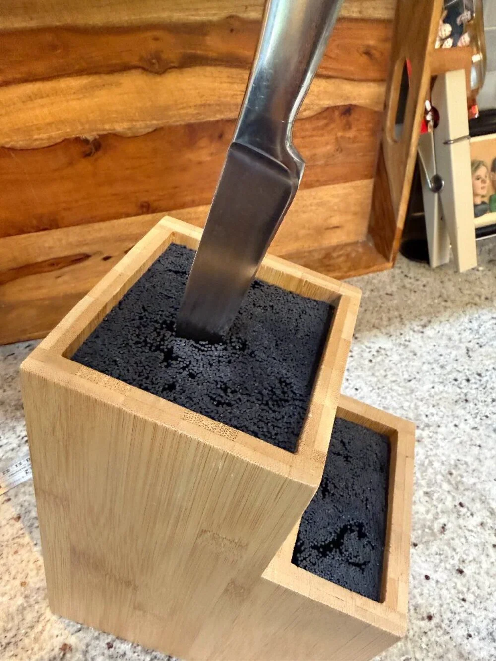 Two Section Universal Knife Block Light Wood